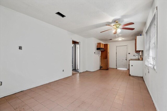 6201 Batterson St, Houston, TX 77026 - unfurnished living room featuring a sink and ceiling fan