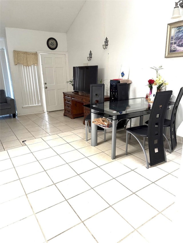 12606 Newbrook Dr, Houston, TX 77072 - home office featuring light tile patterned floors and vaulted ceiling