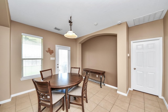 7603 Chimney Gap, Missouri City, TX 77459 - dining area featuring visible vents, baseboards, and light tile patterned floors