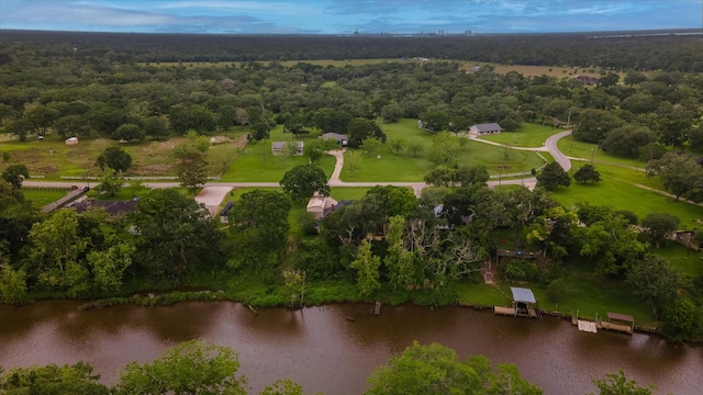 7739 County Road 684, Sweeny, TX 77480 - aerial view featuring a water view and a forest view
