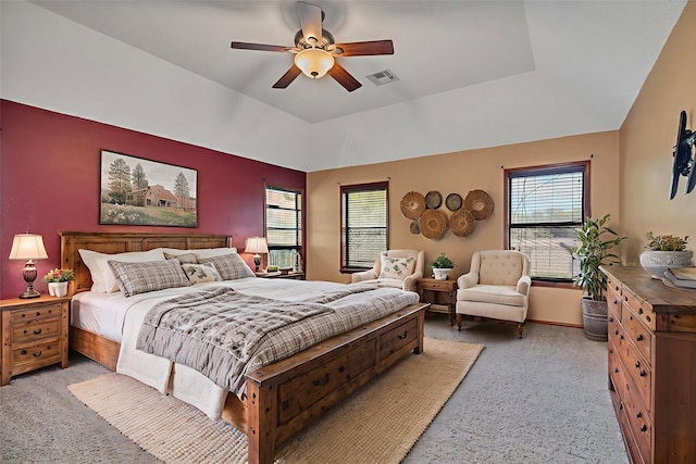 7739 County Road 684, Sweeny, TX 77480 - bedroom with a ceiling fan, light colored carpet, and a raised ceiling