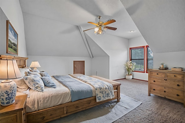 7739 County Road 684, Sweeny, TX 77480 - carpeted bedroom with lofted ceiling and a ceiling fan