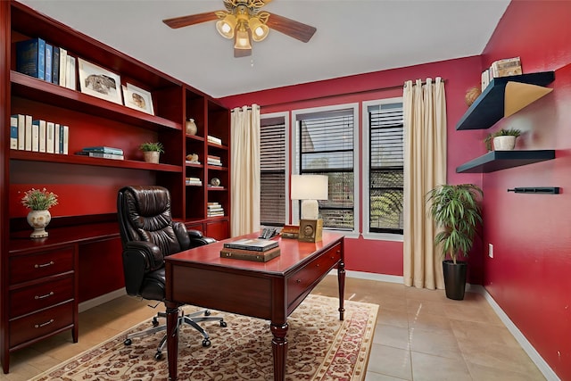 7739 County Road 684, Sweeny, TX 77480 - office with light tile patterned floors and ceiling fan