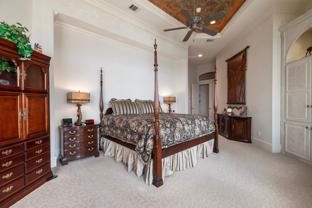 392 Green Cove Dr, Montgomery, TX 77356 - bedroom featuring light colored carpet, ornamental molding, and visible vents