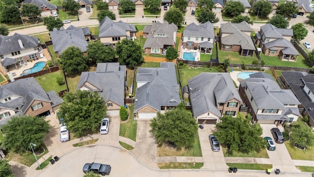 bird's eye view with a residential view