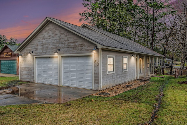 view of detached garage