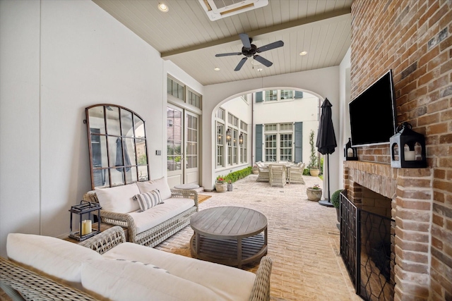 56 Audubon Hollow Ln, Houston, TX 77027 - view of patio with outdoor lounge area, a ceiling fan, and visible vents