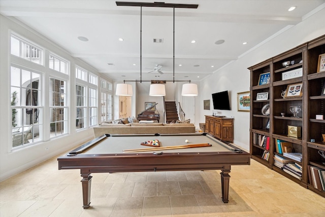 56 Audubon Hollow Ln, Houston, TX 77027 - recreation room with baseboards, recessed lighting, and pool table