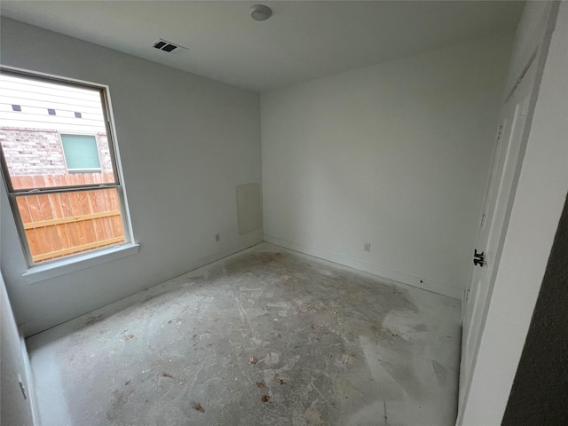 spare room with visible vents