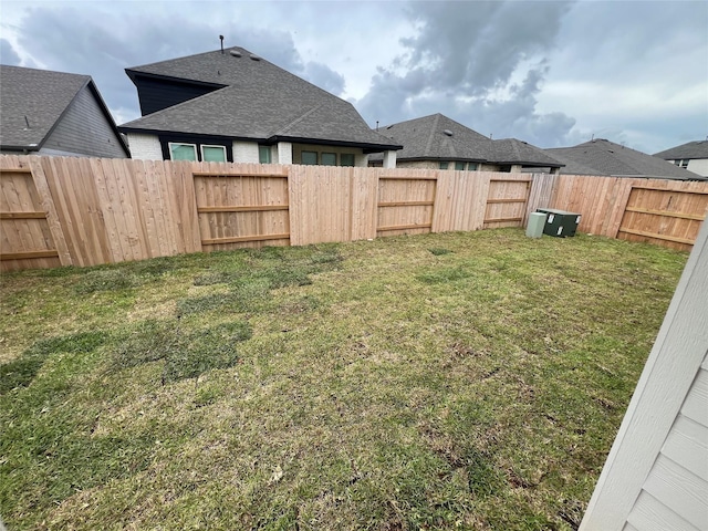 view of yard featuring a fenced backyard