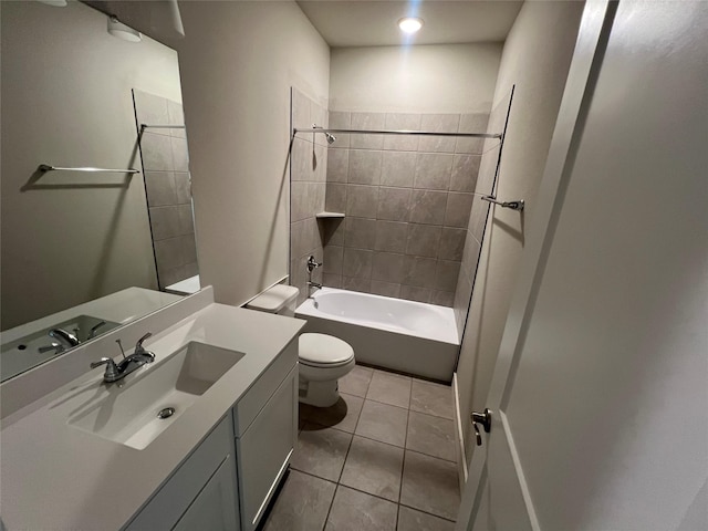 full bathroom with vanity, tile patterned flooring, toilet, and shower / washtub combination