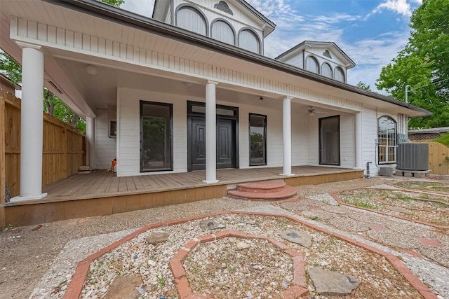 entrance to property with fence and cooling unit