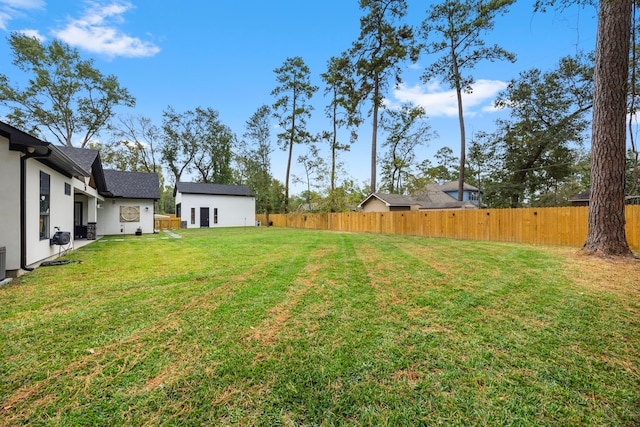view of yard featuring a fenced backyard