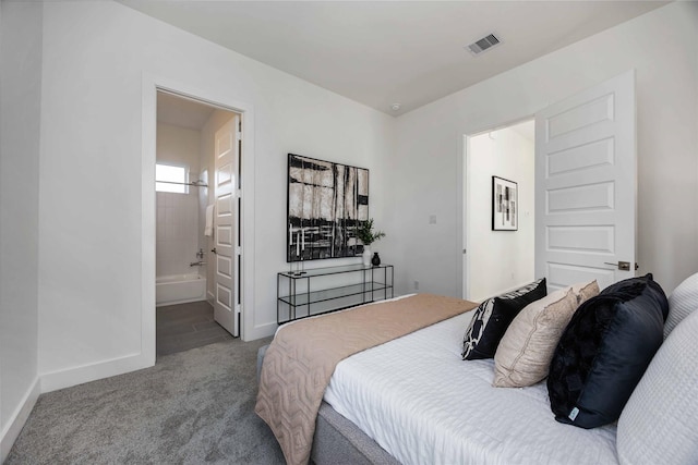 bedroom with baseboards, visible vents, and carpet floors