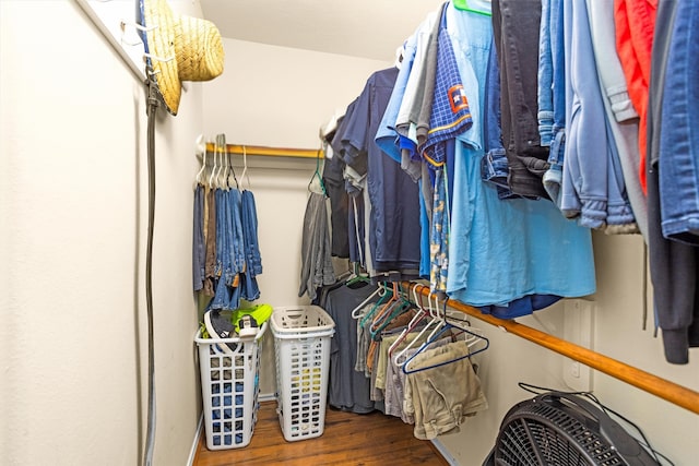 walk in closet featuring wood finished floors