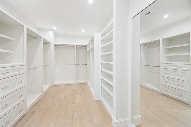 spacious closet with light wood-type flooring