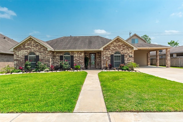 2017 Amado Ln, League City, TX 77573 - view of front facade featuring brick siding, a shingled roof, concrete driveway, and a garage