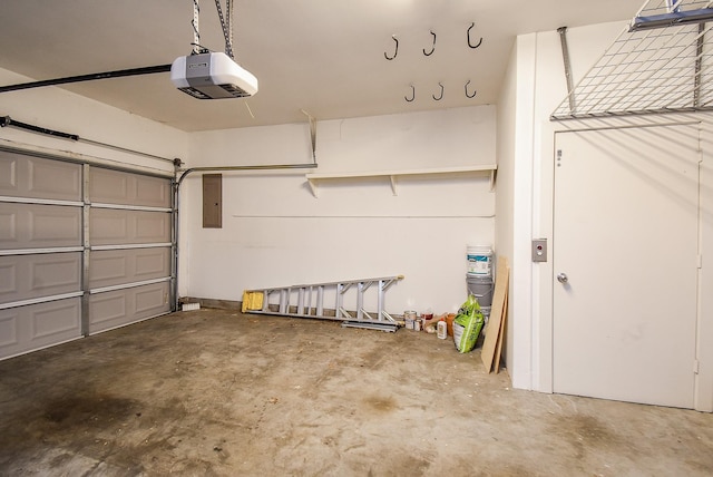 garage with a garage door opener