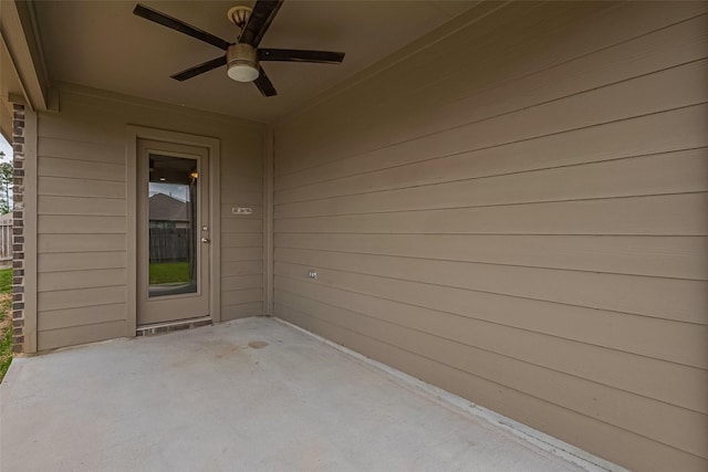 view of patio / terrace with a ceiling fan