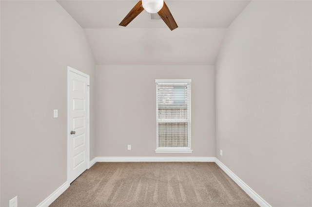 8106 Triumph Bend Way, Magnolia, TX 77354 - unfurnished room with baseboards, a ceiling fan, carpet, and lofted ceiling