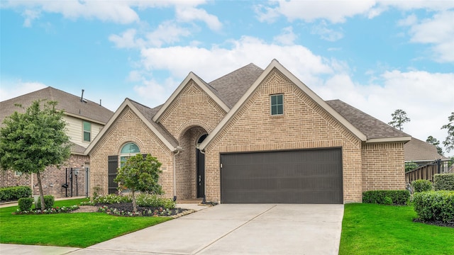 8106 Triumph Bend Way, Magnolia, TX 77354 - view of front facade featuring brick siding, a shingled roof, a front yard, and concrete driveway