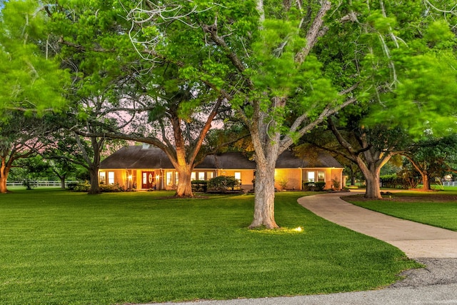 view of front facade with a front lawn