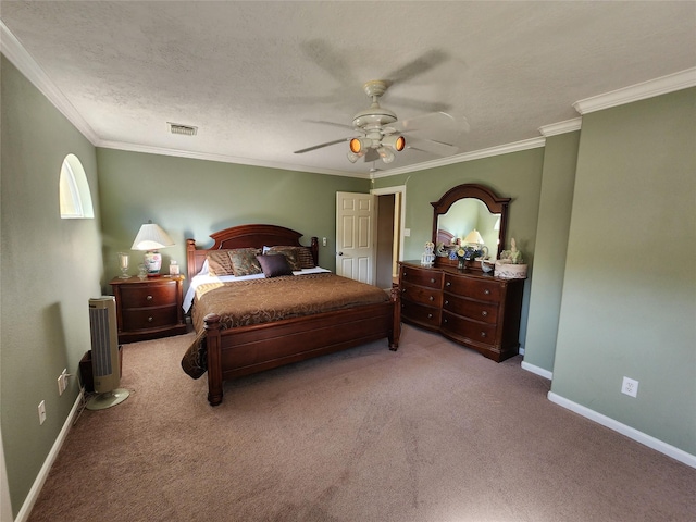 231 Key Largo Loop, Point Blank, TX 77364 - bedroom with crown molding, baseboards, carpet, and visible vents