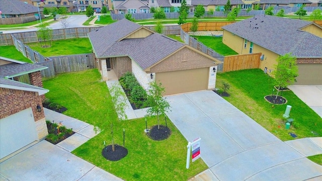 bird's eye view with a residential view