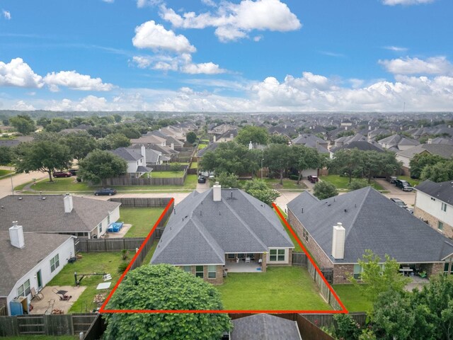 bird's eye view with a residential view