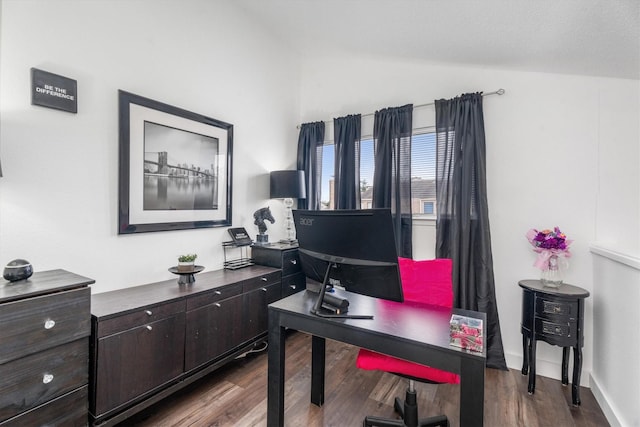9502 Windswept Ln Unit 9502, Houston, TX 77063 - office space with dark wood finished floors and vaulted ceiling