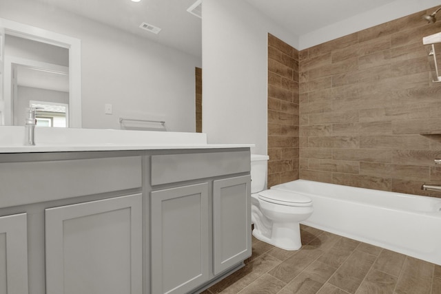 18331 Yaupon Bough Ln, Tomball, TX 77377 - bathroom with shower / bath combination, vanity, toilet, and visible vents