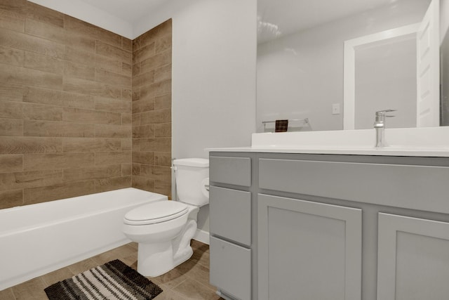 18331 Yaupon Bough Ln, Tomball, TX 77377 - bathroom with vanity, tile patterned flooring, shower / bathtub combination, and toilet