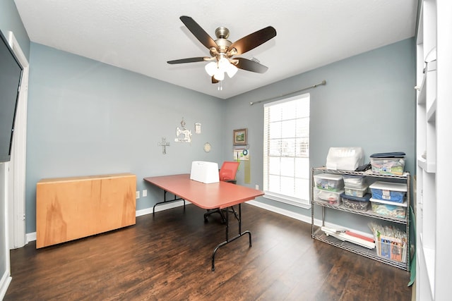 6102 Ghana Ln, Pasadena, TX 77505 - office featuring a ceiling fan, wood finished floors, and baseboards