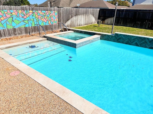 18606 Spring Heather Ct, Spring, TX 77379 - view of pool with a fenced backyard and a pool with connected hot tub