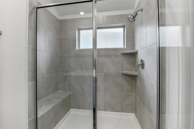 bathroom featuring a stall shower