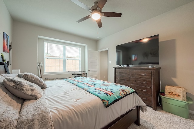 bedroom featuring carpet floors and a ceiling fan