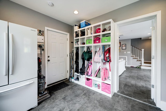 mudroom with recessed lighting