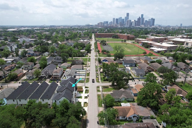 birds eye view of property with a residential view and a city view