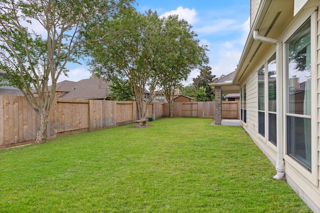 view of yard with a fenced backyard