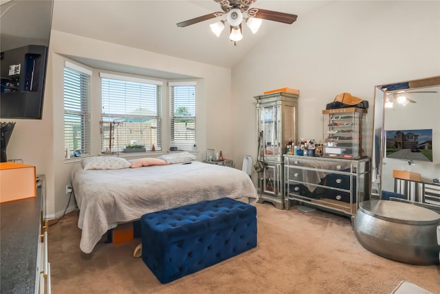 9530 Tipton Sands Dr, Humble, TX 77396 - carpeted bedroom with lofted ceiling and a ceiling fan