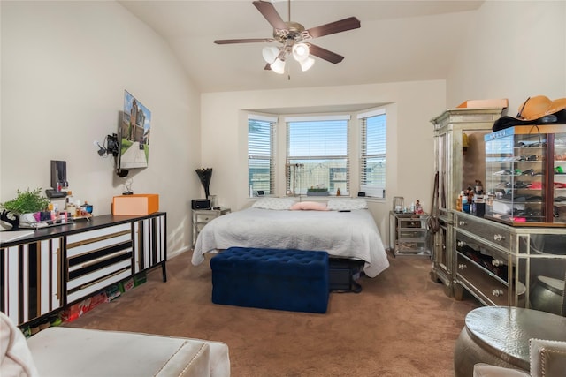 9530 Tipton Sands Dr, Humble, TX 77396 - bedroom with ceiling fan, lofted ceiling, and carpet flooring