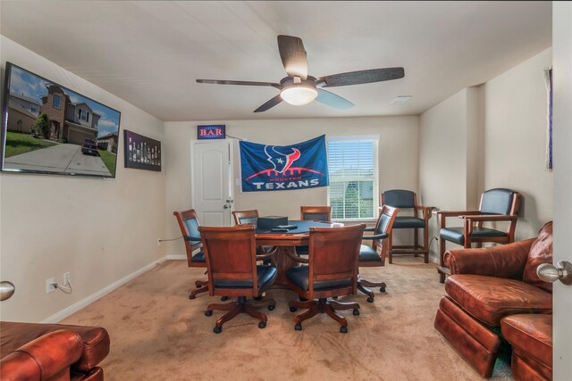 9530 Tipton Sands Dr, Humble, TX 77396 - carpeted office space with visible vents, baseboards, and a ceiling fan