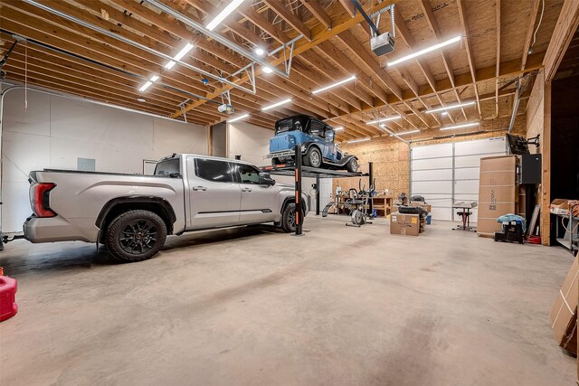 garage with a garage door opener