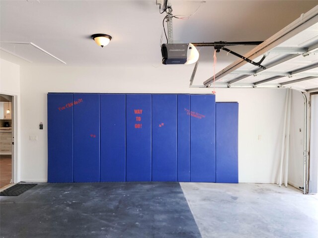 garage with a garage door opener