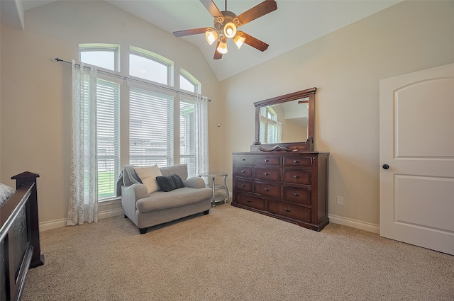 11918 Forest Moon Dr, Cypress, TX 77433 - sitting room featuring vaulted ceiling, ceiling fan, carpet, and baseboards