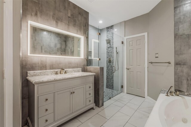 3515 Emerald Falls Ct, Houston, TX 77059 - full bath with a shower stall, vanity, and a tub with jets