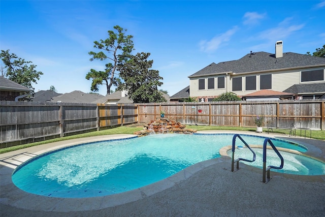 view of swimming pool with a fenced in pool and a fenced backyard