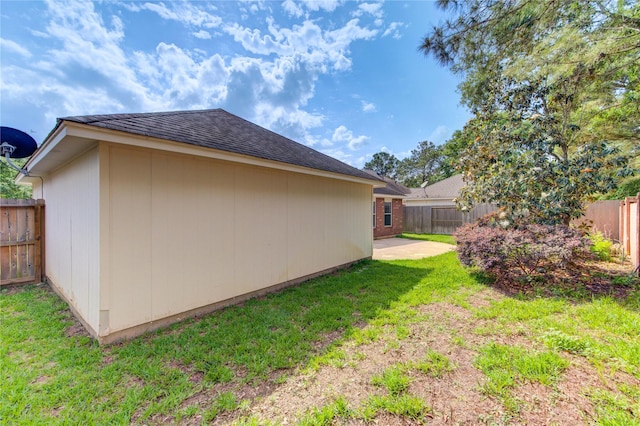 exterior space featuring a fenced backyard and a patio area