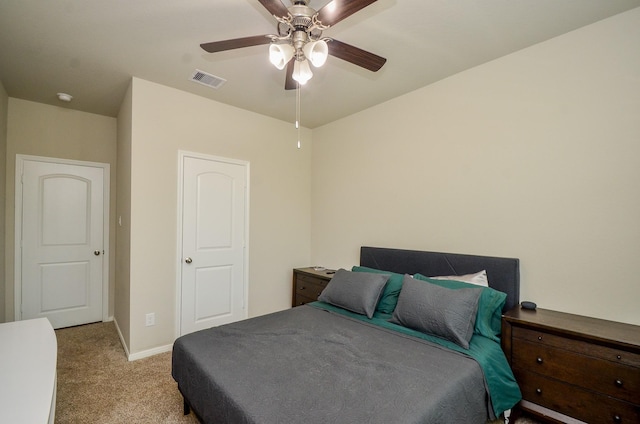 12630 Beddington Ct, Tomball, TX 77375 - bedroom featuring visible vents, baseboards, carpet floors, and ceiling fan