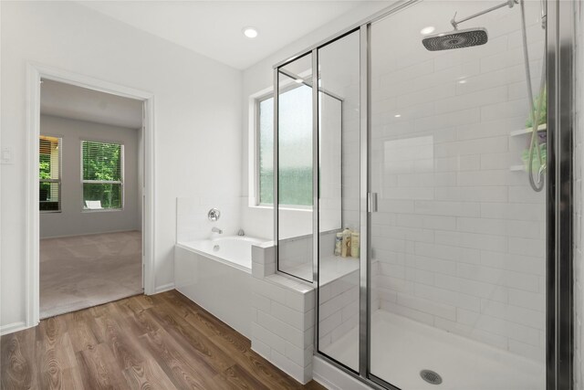 bathroom featuring a shower stall and a wealth of natural light